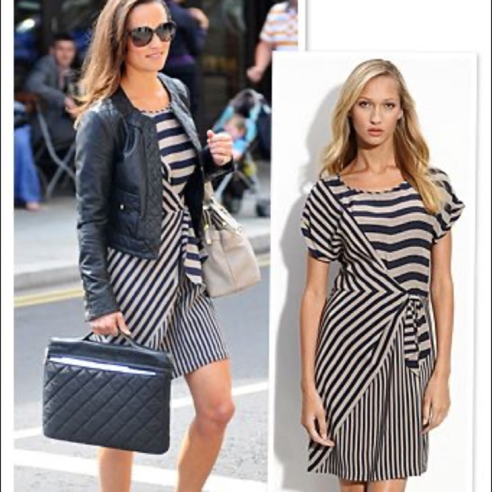 BCBG MAXAZRIA Stripe Silk Shift Dress